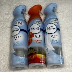 Febreze Air Refresher Hawaiian Aloha Room Spray & 2 Linen Fresh Lot of 3- 8 oz